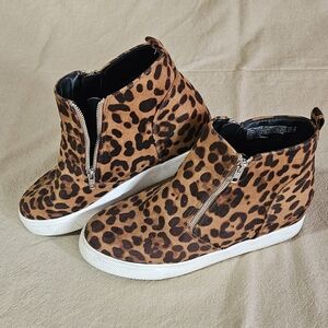 Leopard Print Wedge Sneakers